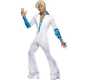 Costume da super discoteca trouper bianco-blu per uomo